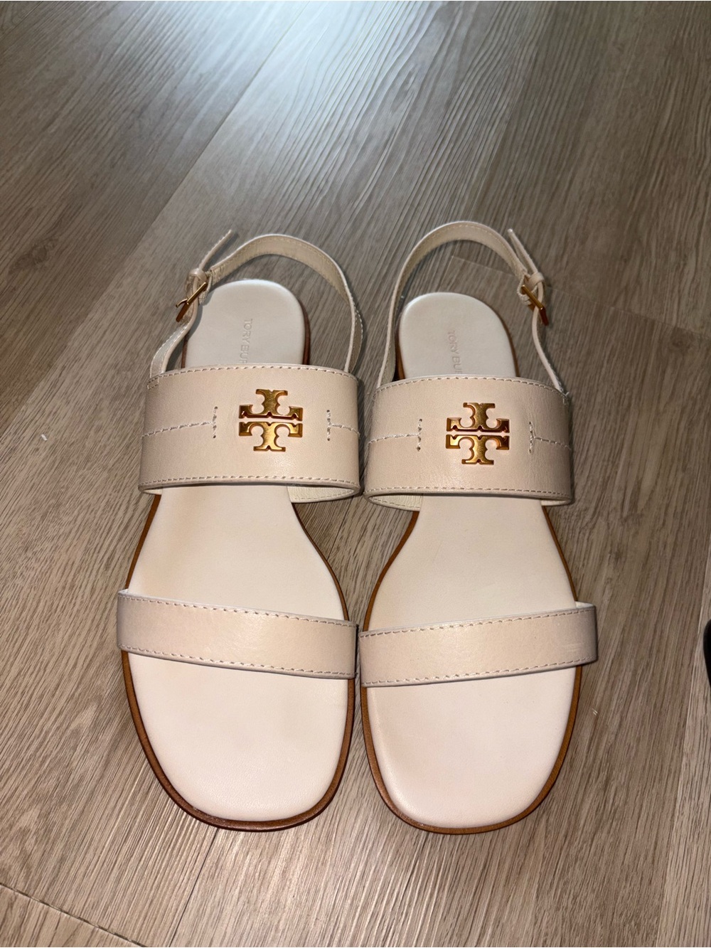 Tory Burch Cream Leather Eleanor Flat Sandals 11